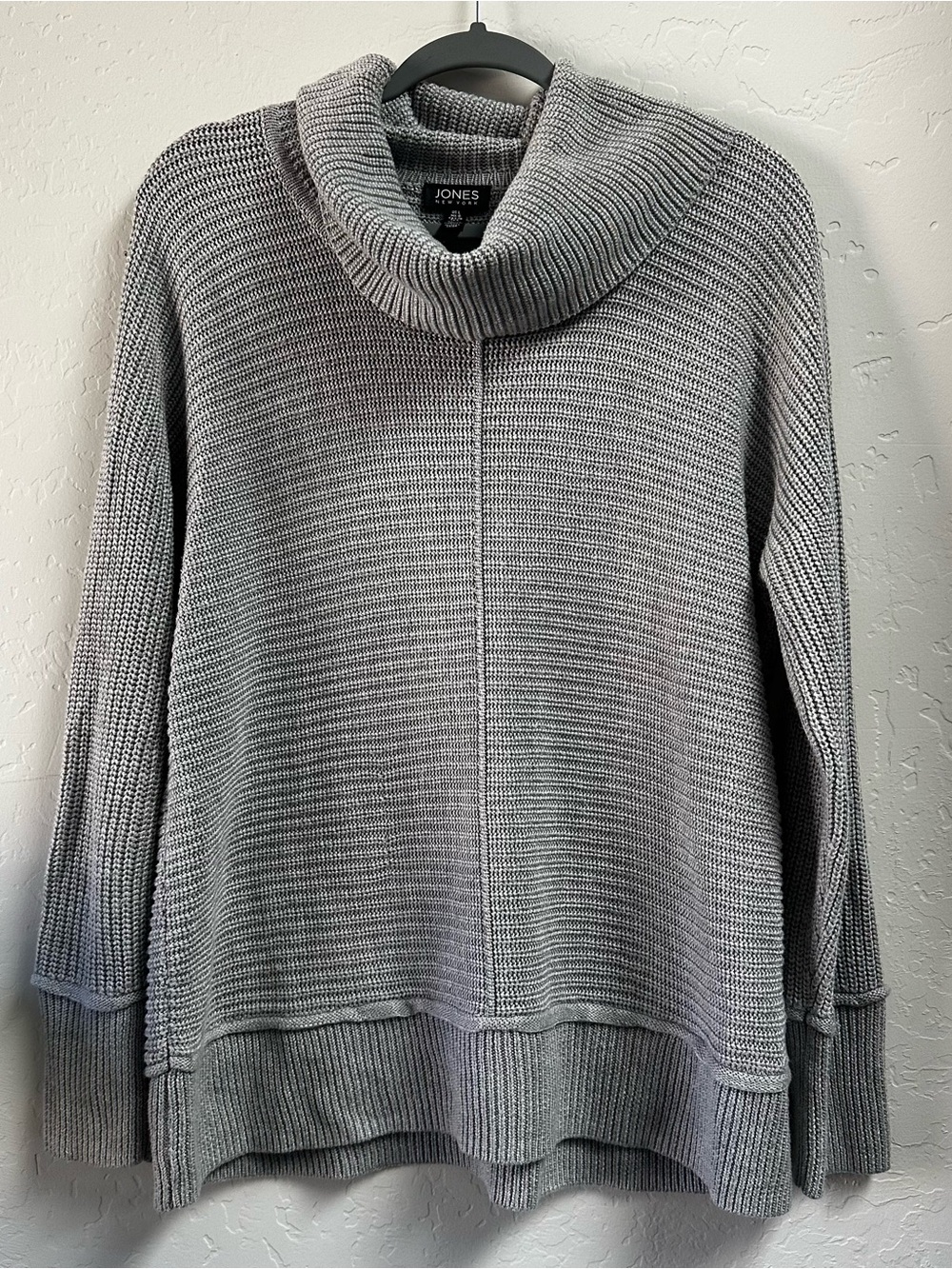 Jones New York Light Gray Cowl Neck Pullover Sweater